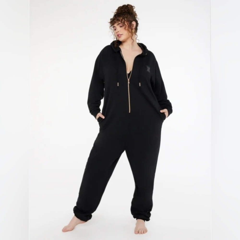 Savage X Fenty Black Hooded Jumpsuit